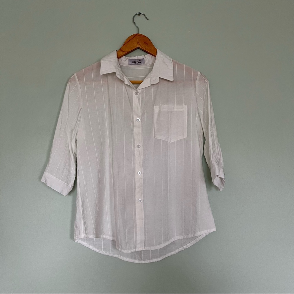 ⭐️ $25 for 2 ⭐️ White Striped Shirt